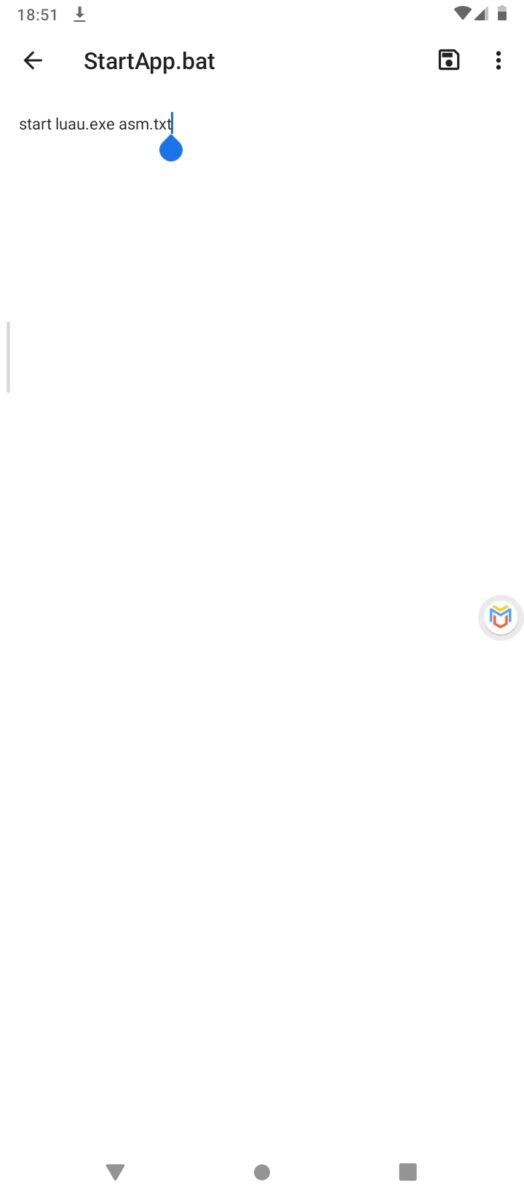 StartApp.bat 파일 편집 화면