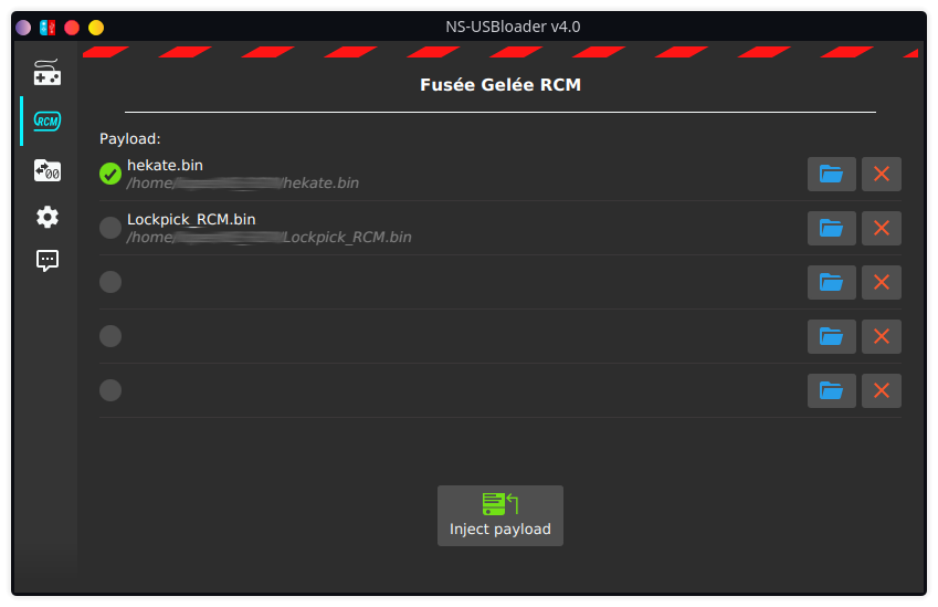 NS-USBloader v4.0 페이로드 관리 화면