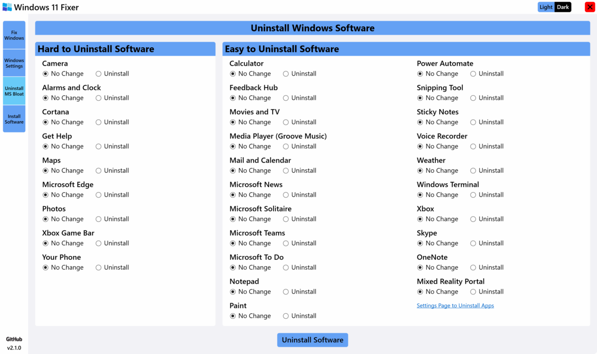 Windows 소프트웨어 제거
