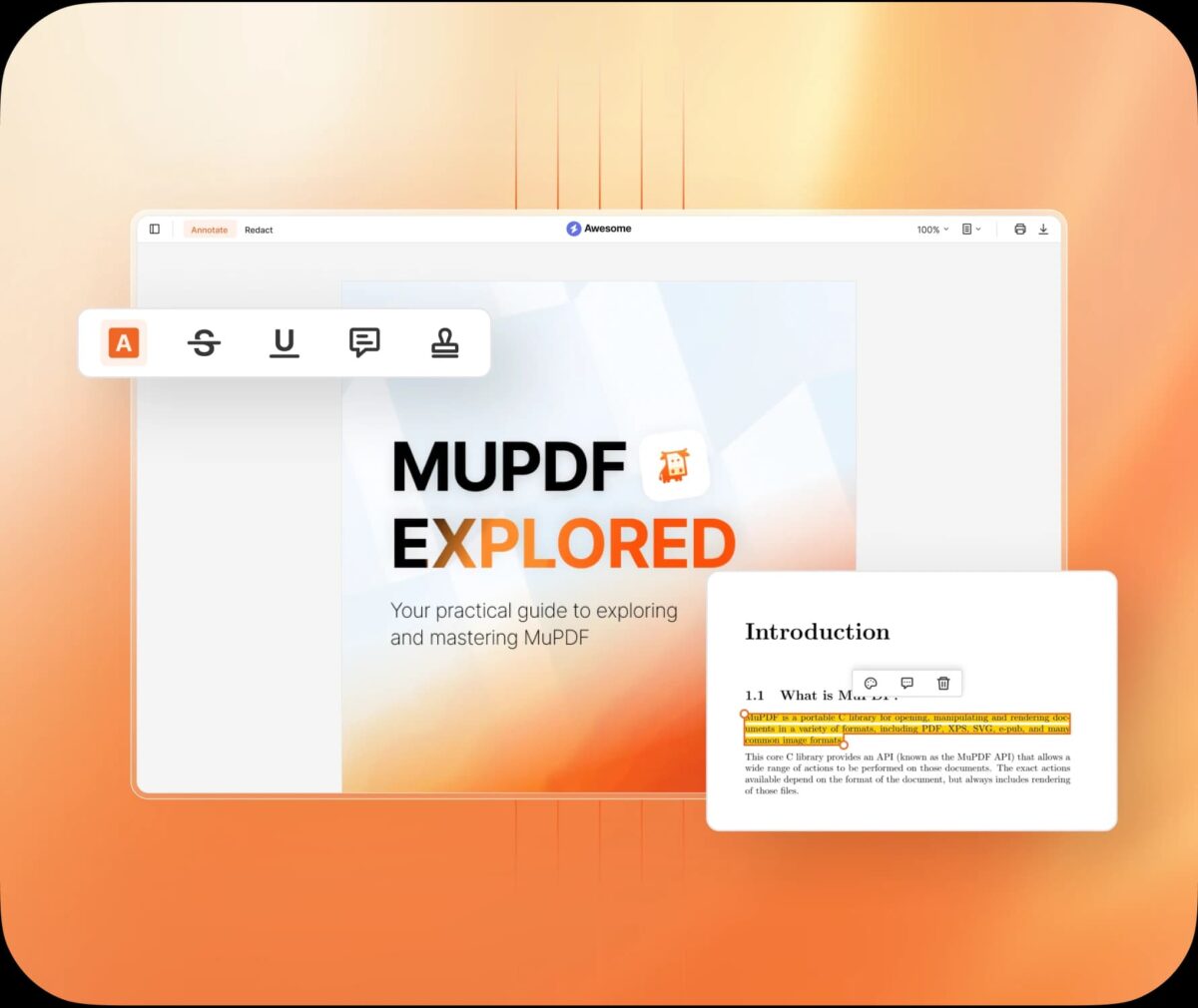 MuPDF 탐색기 인트로 화면