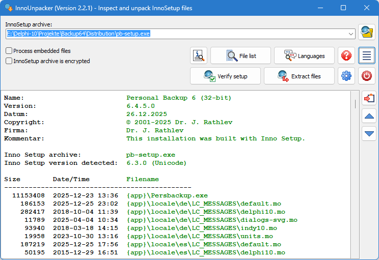 InnoUnpacker (버전 2.2.1) - InnoSetup 파일 검사 및 추출
