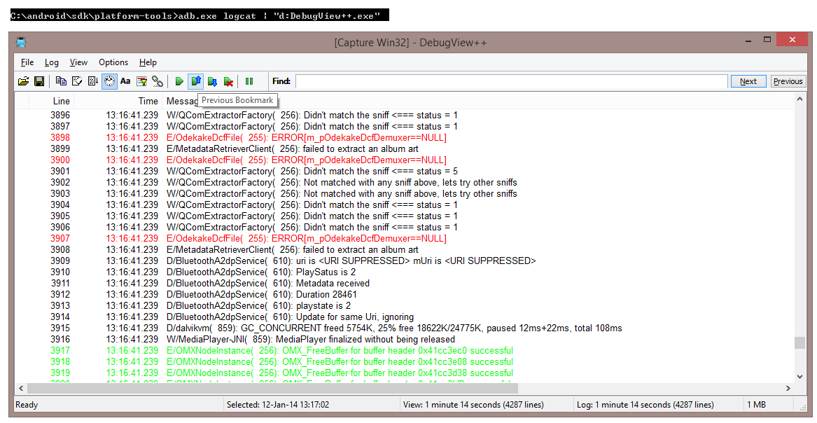 DebugView++ 로그 캡처 화면