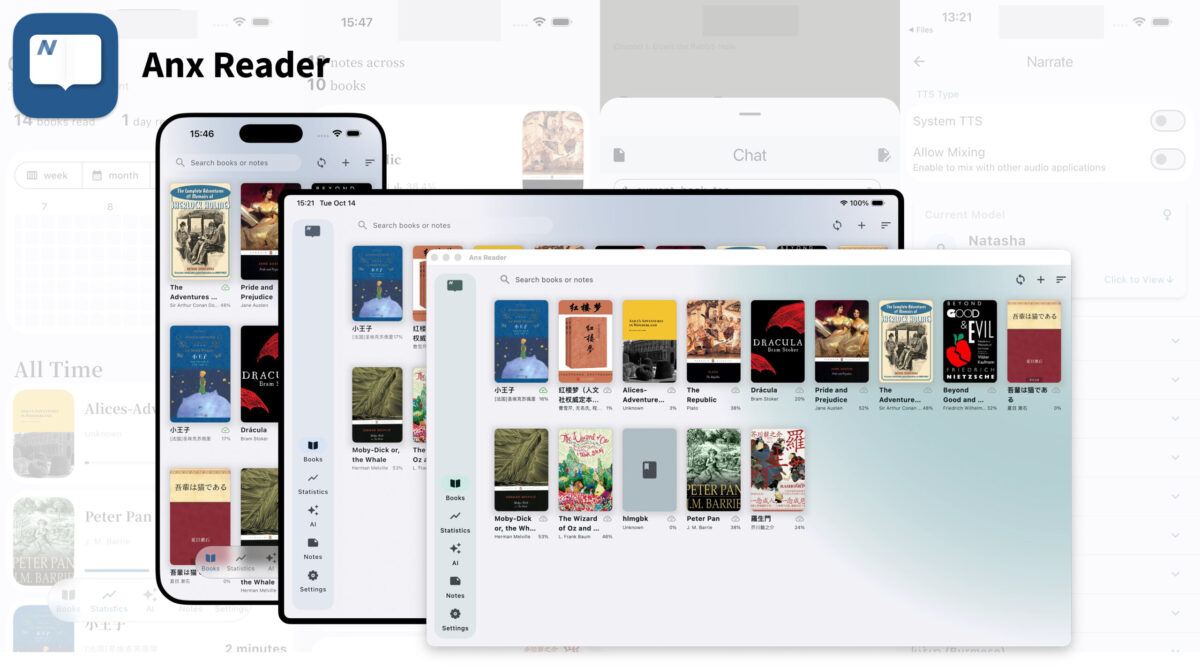 Anx Reader 메인 화면