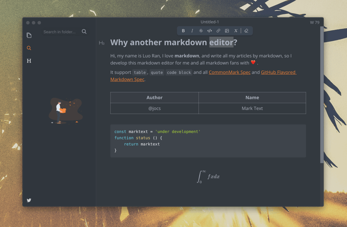 Markdown 편집기 화면