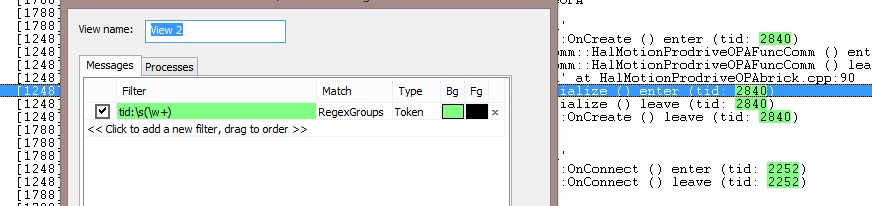 DebugView++ 필터 설정 화면