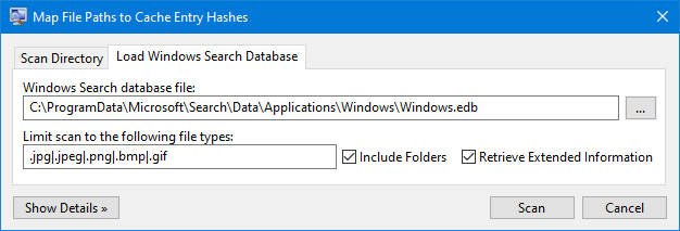 Windows 검색 데이터베이스 로드