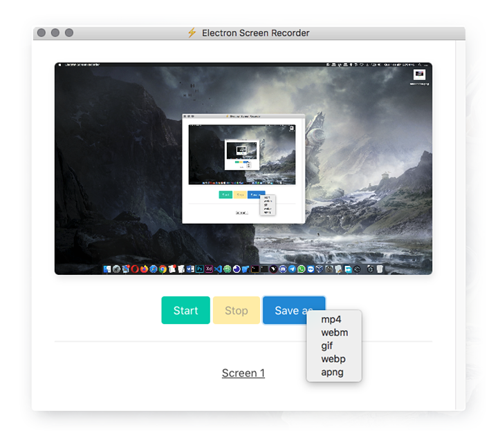 Electron Screen Recorder 시작 화면