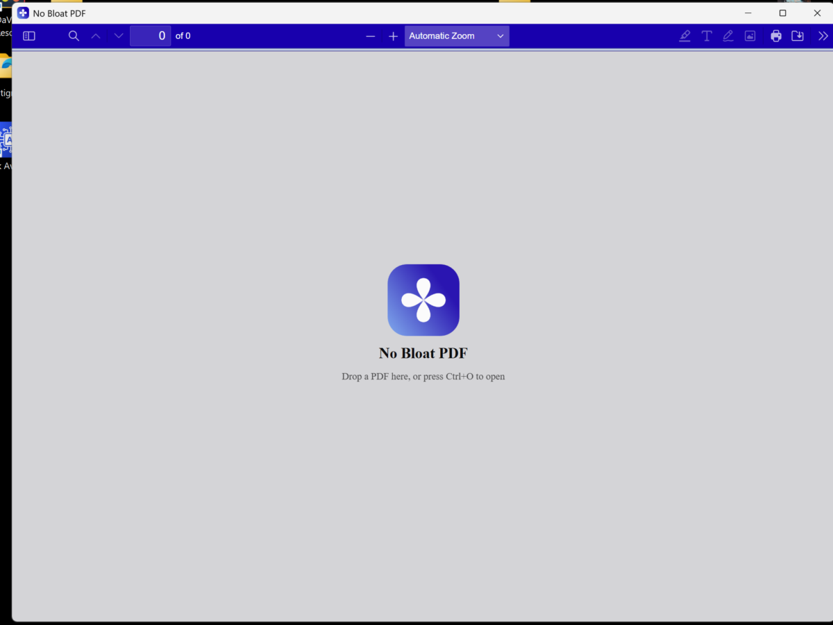 No Bloat PDF 시작 화면