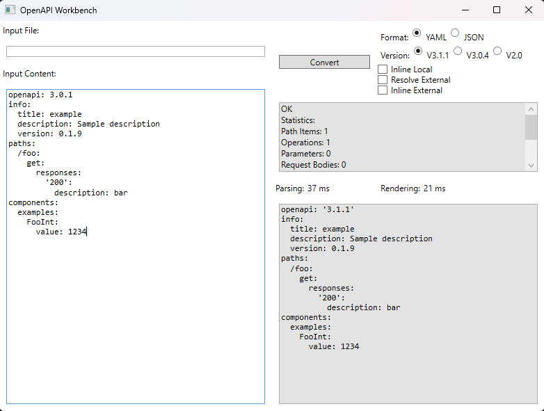 OpenAPI Workbench 화면