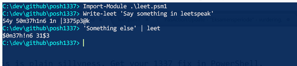 PowerShell 세션에서 leetspeak 모듈 사용
