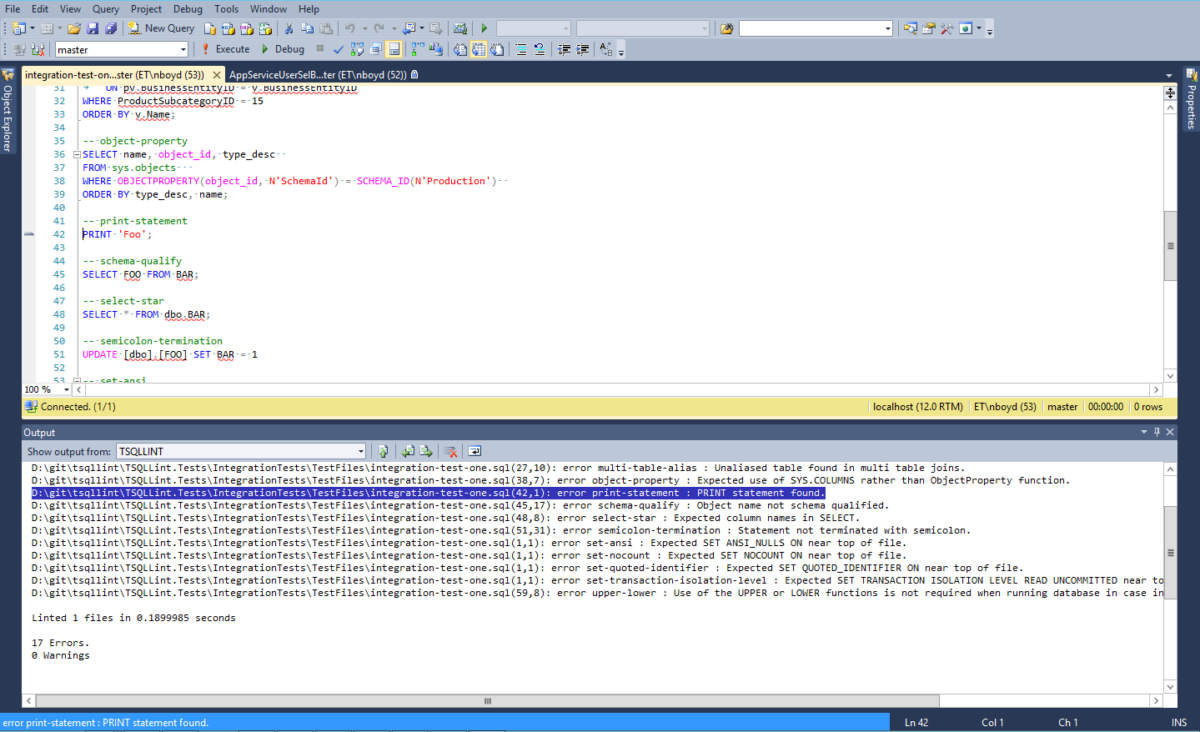 SQL 코드 편집 및 오류 로그 보기