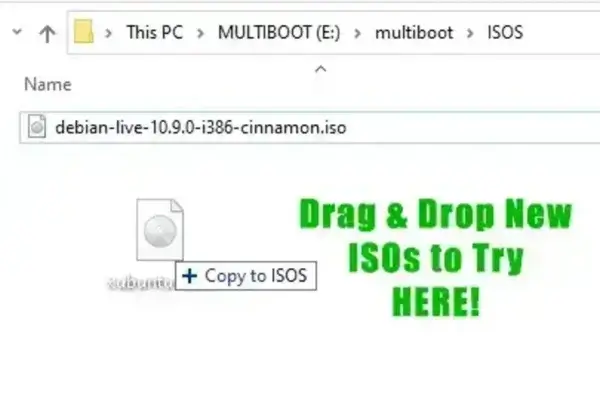 ISO 파일 드래그 앤 드롭 인터페이스