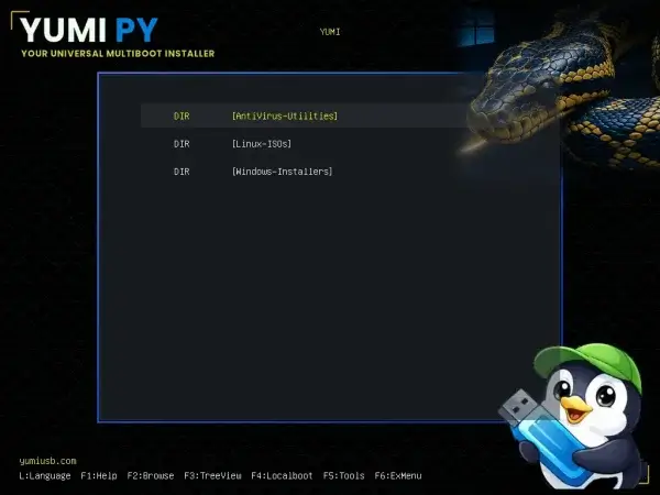 YUMI PY 디렉토리 목록 화면