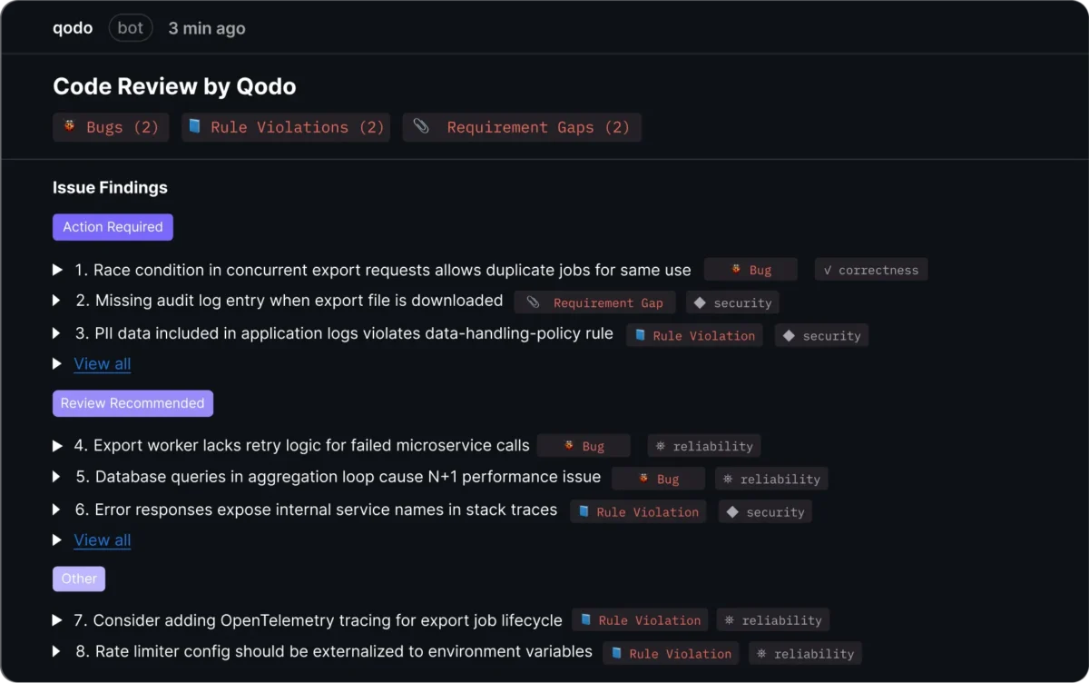 Qodo 코드 리뷰 결과