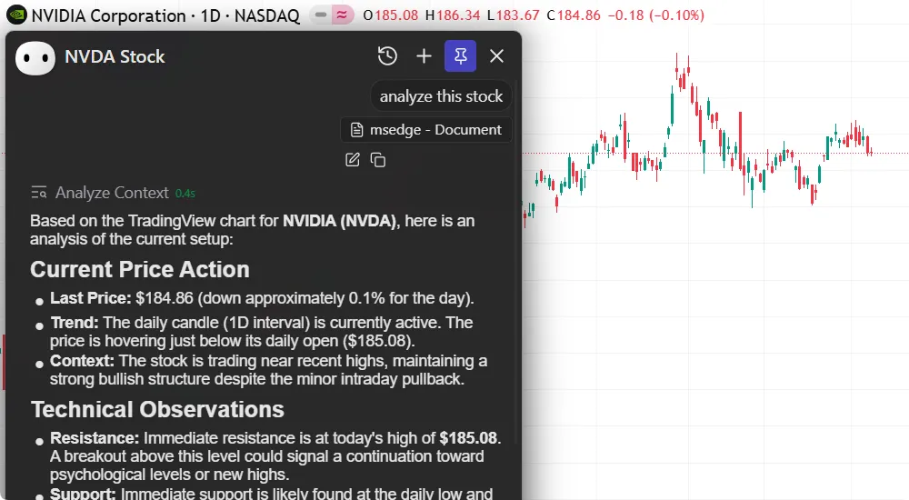 NVIDIA 주식 분석 화면