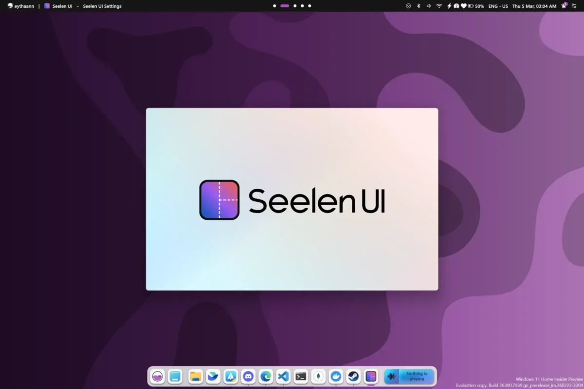 Seelen UI 시작 화면