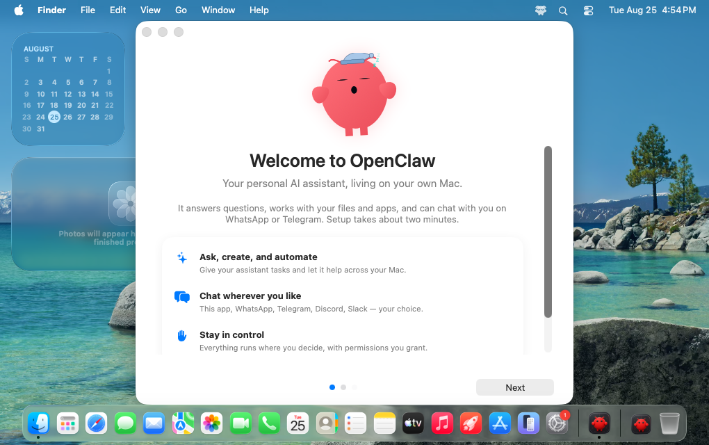 OpenClaw 환영 화면