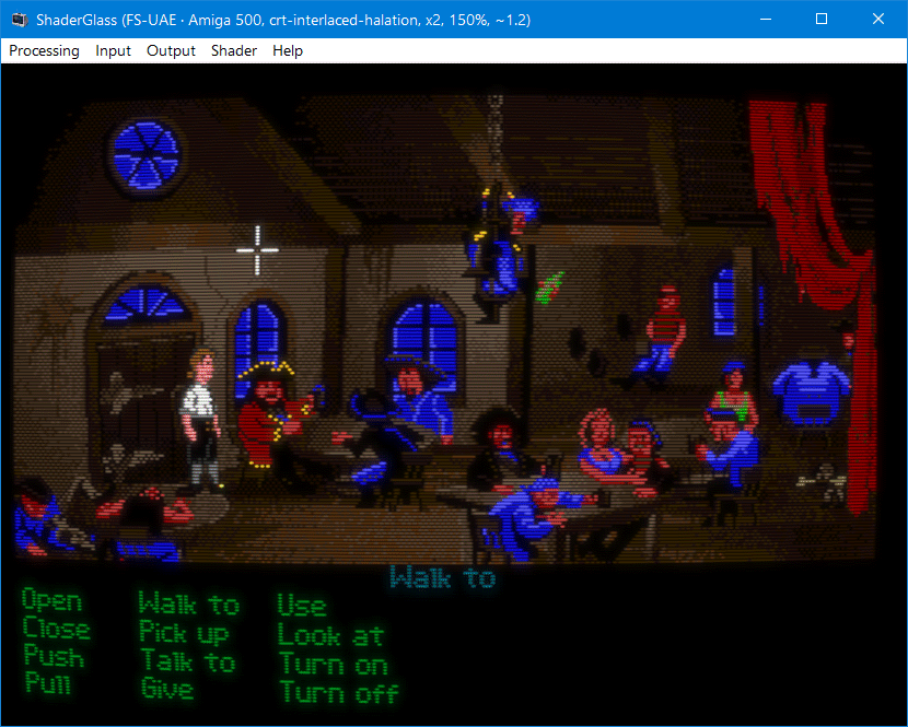 ShaderGlass (FS-UAE - Amiga 500, crt-interlaced-halation, x2, 150%, ~1.2) 화면