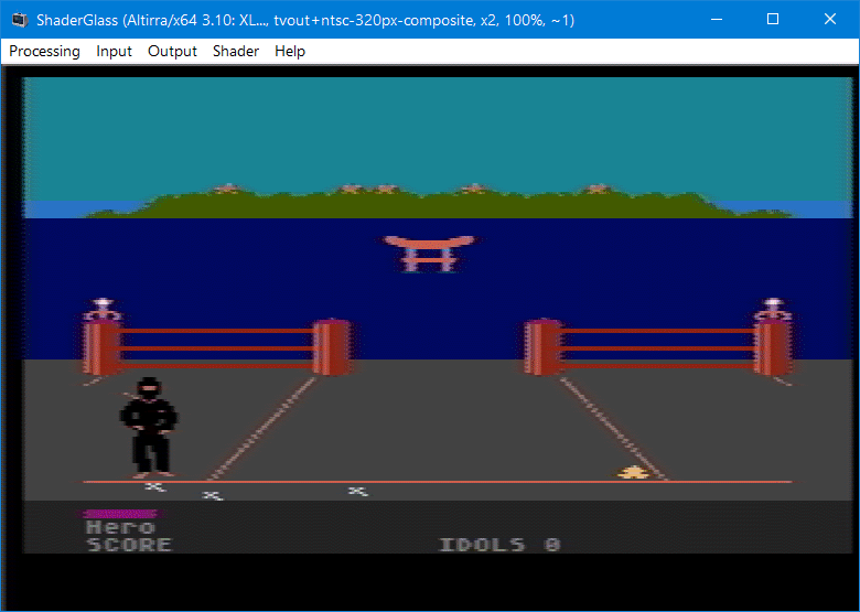 ShaderGlass (Altirra/x64 3.10: XL... tvout+ntsc-320px-composite, x2, 100%, ~1) 화면