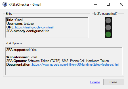 KP2faChecker - Gmail 정보