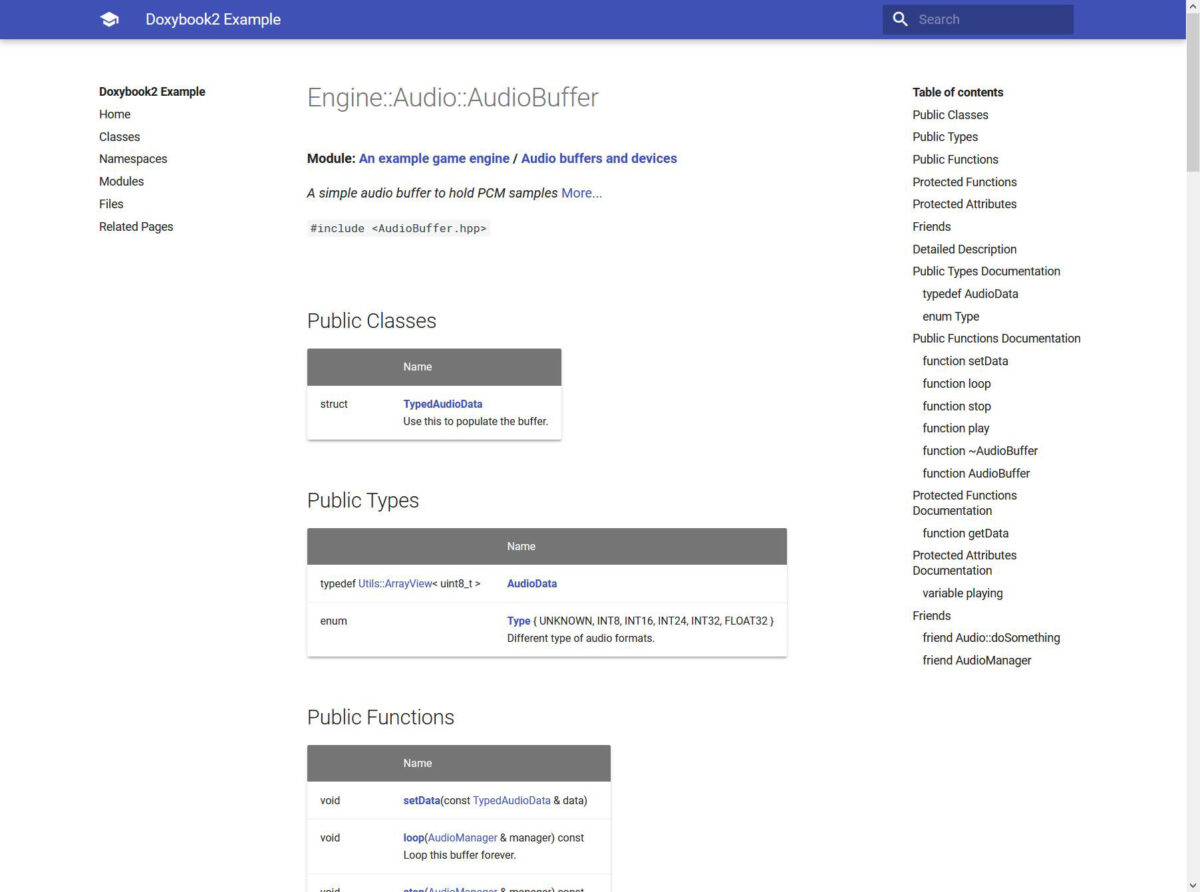Engine::Audio::AudioBuffer 클래스 참조 페이지 (다른 레이아웃)