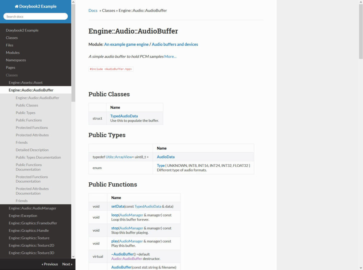 Engine::Audio::AudioBuffer 클래스 참조 페이지 (다른 레이아웃)