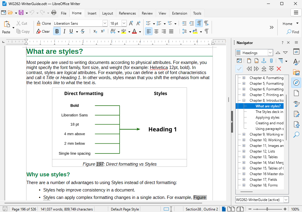 LibreOffice Writer 문서 편집 화면